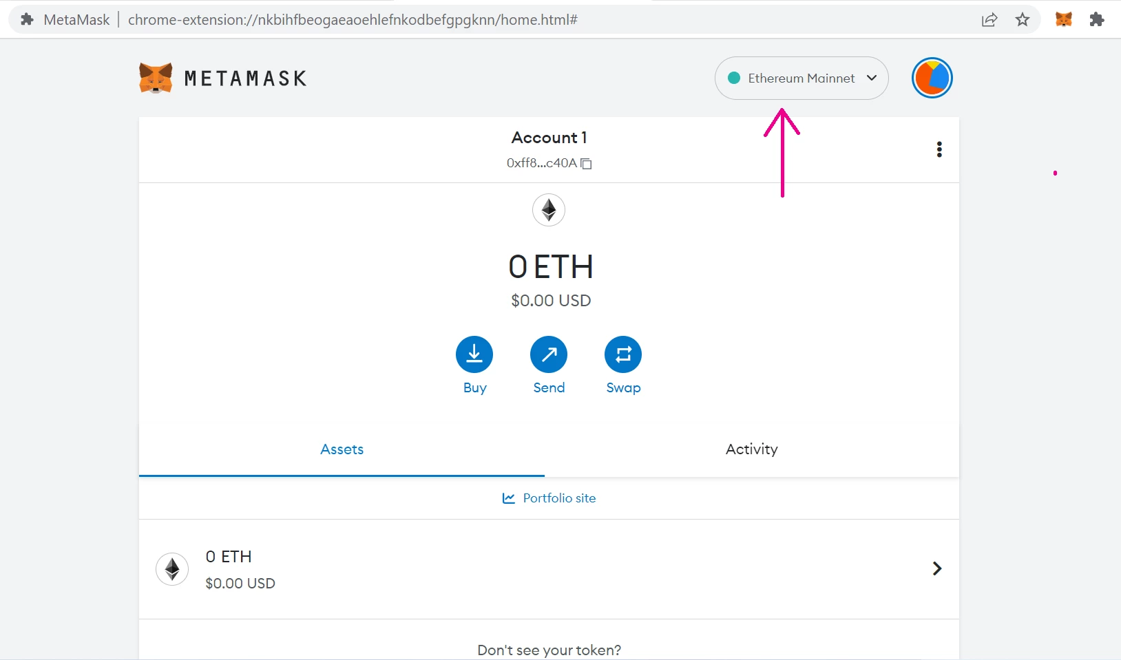 Wallet’s Account Page