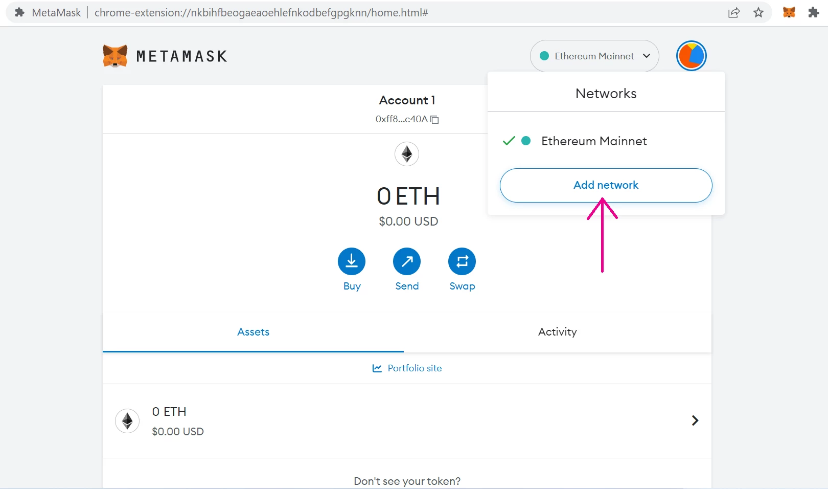 Add Network Manually button