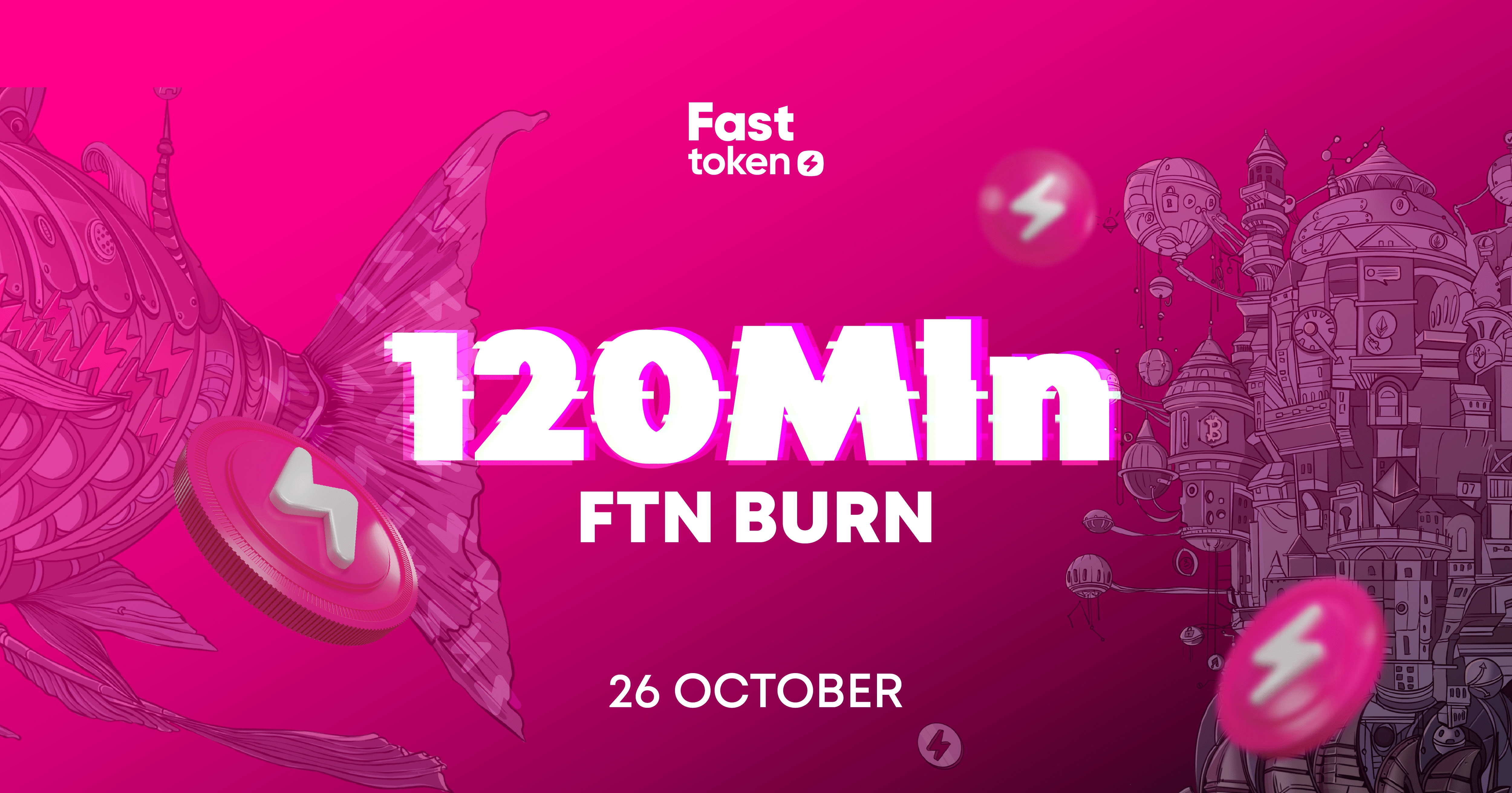 12% всех FTN будут сожжены на Ethereum для обеспечения процесса майнинга на Bahamut 26 октября.